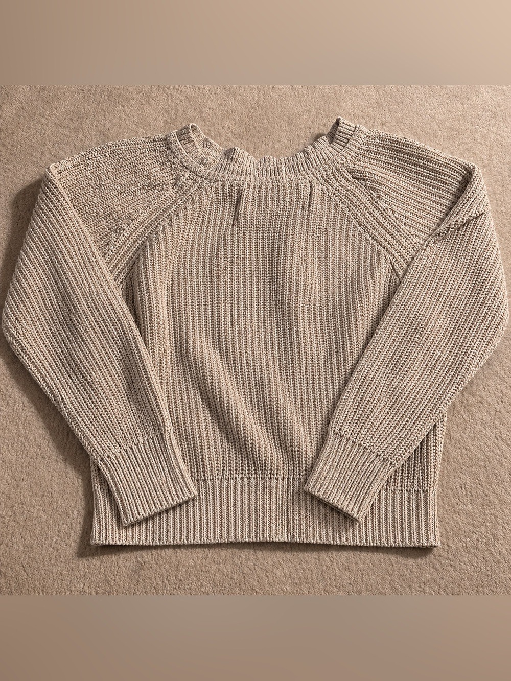 Free People Textured Knit Sweater Beige Chunky Cozy Crew Neck